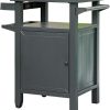 Outdoor Grill Cart with Storage and Wheels, Durable Metal Table for BBQ and Patio Use, Dark Grey