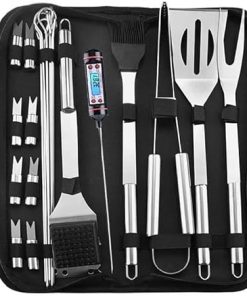 Stainless Steel BBQ Tool Set – Complete Outdoor Cooking Kit with Storage Box, BBQ Utensils for Camping & Grilling