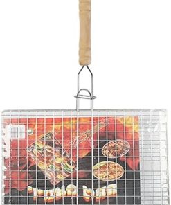 BBQ Non-Stick Grilling Basket Grill Mesh Mat Meat Vegetable Steak Picnic Party Barbecue Tool Heat Resistant(33 * 20cm)