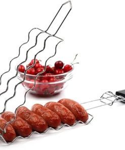 BBQ Grill Outdoor Grill Basket BBQ Tool Grilling Accessories Barbecue Rack For Hot Dog Vegetable Meat Steak Shrimp Kabob Holder 2