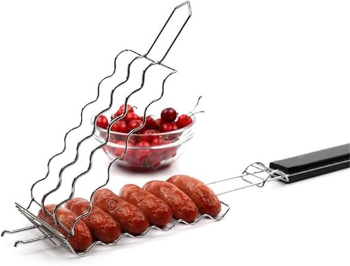 BBQ Grill Outdoor Grill Basket BBQ Tool Grilling Accessories Barbecue Rack For Hot Dog Vegetable Meat Steak Shrimp Kabob Holder - Image 2