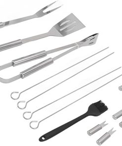 16pcs Stainless Steel BBQ Tool Set, Portable Grilling Tools for Camping, Family Gatherings, Proof and Durably, with Oxford Cloth Storage 2