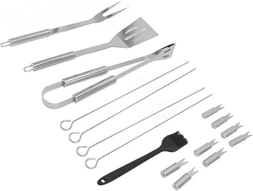16pcs Stainless Steel BBQ Tool Set, Portable Grilling Tools for Camping, Family Gatherings, Proof and Durably, with Oxford Cloth Storage - Image 2