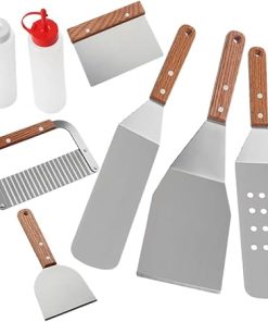 Grilling Tool Kit Set 8pcs Stainless Steel BBQ Tools Portable Grill Utensils Comfortable Non-Slip Handles
