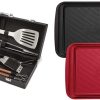Cuisinart CGS-2010 Premium Grilling Set (10-Piece) & CPK-200 Grilling Prep and Serve Trays, Black and Red Large 17 x 10. 5
