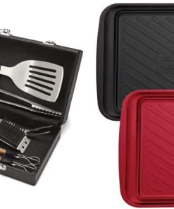 Cuisinart CGS-2010 Premium Grilling Set (10-Piece) & CPK-200 Grilling Prep and Serve Trays, Black and Red Large 17 x 10. 5