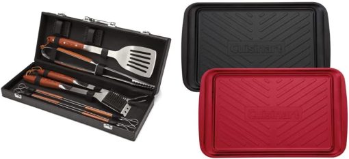 Cuisinart CGS-2010 Premium Grilling Set (10-Piece) & CPK-200 Grilling Prep and Serve Trays, Black and Red Large 17 x 10. 5
