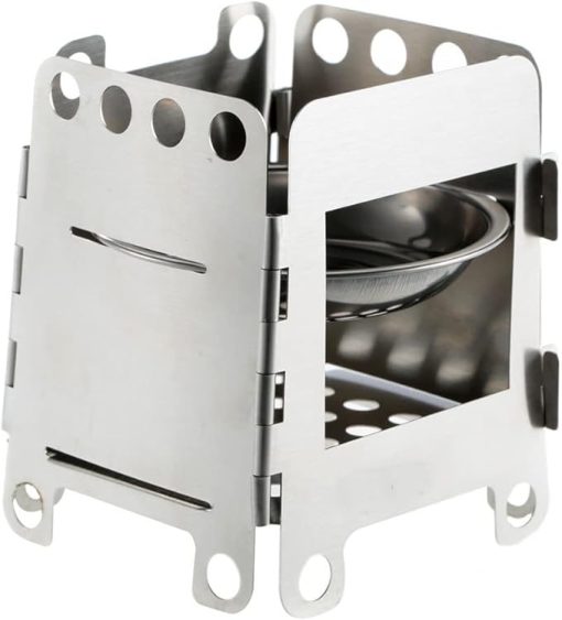 Outdoor Portable Camping Hiking Stainless Steel Card Wood Stove Wild Backpack Chain Stove