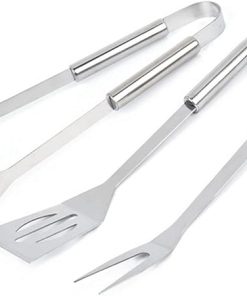 3 Pcs Stainless Steel Barbecue Tools Set - Barbecue Utensils Kit/Grill Cooking Tools - Portable BBQ Accessories with Sturdy Storage Box - Ideal BBQ Set Gifts on for Men W