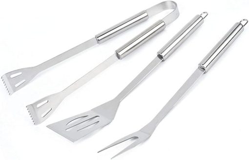 3 Pcs Stainless Steel Barbecue Tools Set - Barbecue Utensils Kit/Grill Cooking Tools - Portable BBQ Accessories with Sturdy Storage Box - Ideal BBQ Set Gifts on for Men W