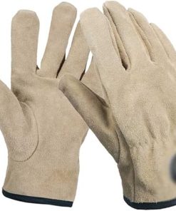 Two Layers Leather Outdoor BBQ Gloves Fire Heat Resistant Kitchen Cooking Oven Mitts Anti Slip Hard Wearing Clamping Glove