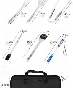 6Pcs BBQ Grill Accessories Tools Set, Heavy Duty Stainless Steel Grilling Tools,with Portable Bag, Forks, Brushes, Clips,Thermometer for Backyard Barbecue, Camping, Gifts for Men Women 2