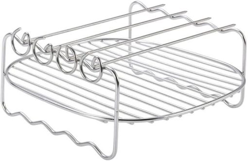 BBQ Rack Skewer Barbecue Grill Baking Tray Rack for Air Fryer Double-Deck Home Replacement Barbecue - Image 2