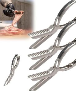 Rib Membrane Remover Stainless Steel Tool Kit, The Ultimate Rib Prep Pro Tool Membrane Remover for BBQ Enthusiasts, BBQ Ribs Preparation Skinner Tools, Ergonomic Design, Accessories (3pcs)
