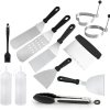 12 Pcs Flat Top Grill Accessories, Griddle Accessories Kit with Griddle Spatula, Scraper, Tongs and Egg Rings, Stainless Steel Griddle Tools Set for Outdoor BBQ and Camping