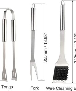 uxcell BBQ Grill Tool Set- 6 in 1 Stainless Steel Barbecue Grilling Accessories with Carrying Case, Includes Spatula, Tongs 2