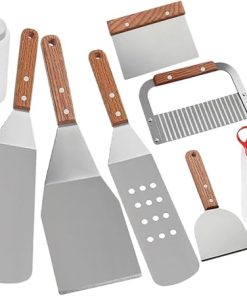 Mipcase BBQ Spatula Set 8pcs Grilling Utensils Scraper Flat Spatula Durable Stainless Steel BBQ Tools for Outdoor Camping Grilling Accessories