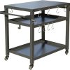 Outdoor Grill Cart with Storage and Wheels, Durable Metal Table for BBQ and Patio Use, Dark Grey 3