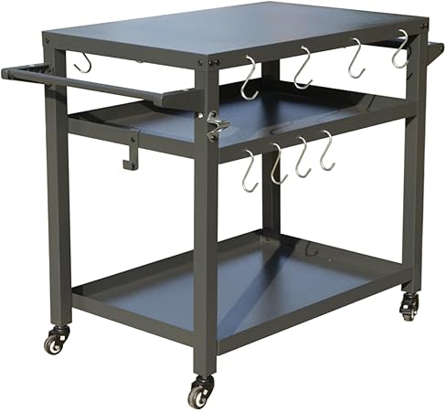 3-Shelf Outdoor Grill Table, Grill Cart with Wheels, Outdoor Pizza Oven Table and Food Prep Table, Blackstone Table with Propane Tank Hook, Grill Stand for Blackstone Griddle for BBQ 3-Shelf Outdoor Grill Table, Grill Cart with Wheels, Outdoor Pizza Oven Table and Food Prep Table, Blackstone Table with Propane Tank Hook, Grill Stand for Blackstone Griddle for BBQ