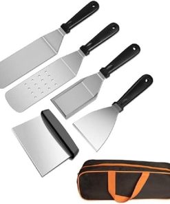 5-Piece Grill Pan Accessory Kit, Heavy Duty Stainless Steel Spatula, Grill Tools Set for Outdoor BBQ, Tailgating, and Camping