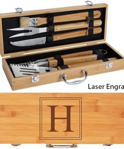 Personalized Custom BBQ Grill Set, Gift for Dad Husband – Engraved 10 pc Set with Grilling Tools 2