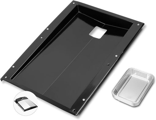SafBbcue Genesis 300 Grease Tray with 10 Catch Pan Liner for Weber Genesis 300 Series (2007-2010) Genesis E310 Genesis E320 Gas Grills with Side Control Knob 67767 67758 Grease Tray Drip Pans