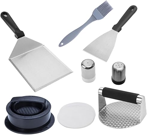 GALPADA Versatile Stainless Steel Barbecue Tools Burger Press Spatula Basting Brush Must-Have for Outdoor Grilling Cooking GALPADA Versatile Stainless Steel Barbecue Tools Burger Press Spatula Basting Brush Must-Have for Outdoor Grilling Cooking