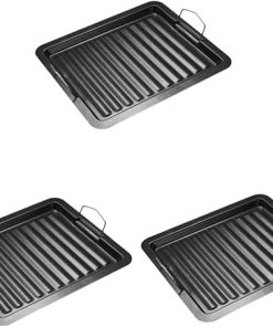 BESPORTBLE 3pcs Grilling Pan Barbecue Grill Accessory Portable Fry Pan Non-Stick Surface Easy Cleanup