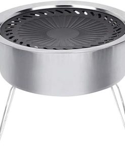 BBQ Grill Outdoor Round Grill Wok, Accessory Barbecue Tools for Cooking Vegetables, Shrimp, Meat, Outdoor Camping Cookware