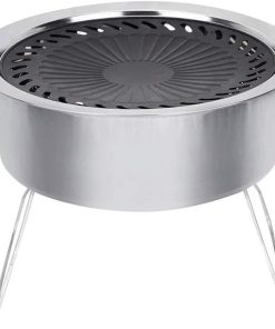 BBQ Grill Outdoor Round Grill Wok, Accessory Barbecue Tools for Cooking Vegetables, Shrimp, Meat, Outdoor Camping Cookware