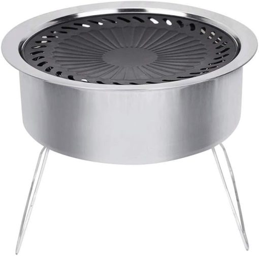 BBQ Grill Outdoor Round Grill Wok, Accessory Barbecue Tools for Cooking Vegetables, Shrimp, Meat, Outdoor Camping Cookware