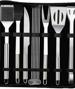 Luxshiny 12pcs Barbecue Tools Set BBQ Tools Kit Spade Brush Fork Knife Clamp Skewer for Outdoor Grill