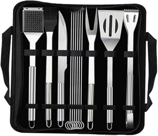 Luxshiny 12pcs Barbecue Tools Set BBQ Tools Kit Spade Brush Fork Knife Clamp Skewer for Outdoor Grill