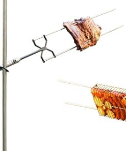 Kanka Rotisserie Grill + Kanka Stainless Steel Grill Basket - Heavy Duty Rotisserie, Stainless Steel Grilling Basket for Outdoor BBQ Grilling