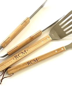 Personalized BBQ Grill Tool Set Custom Engraved Barbecue Grilling Set 3 Pieces