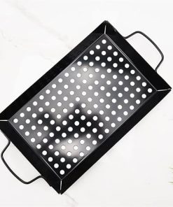 1pcs Large Non Stick BBQ Pans Grill Barbecue Basket Carbon Steel Grill Fish Meat 2