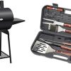 Royal Gourmet CC1830 30 Barrel Charcoal Grill with Side Table, 627 Square Inches & Cuisinart CGS-W13 Wooden Handle Tool Set, Black, Deluxe Pizza Grilling Pack (13-Piece)