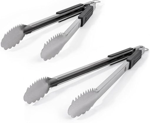 Grill Perfect Extra Long Pack of 2 Heavy Duty Tongs for Grilling and BBQ | Dual Sided Stainless Steel Grill Tongs for Outdoor Grill and Kitchen Cooking | 3-Sided Handle Grip | 16 Inch and 20 Inch