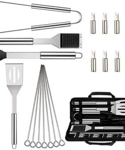 20PCS Camping BBQ Grill Accessories Kit Stainless Steel BBQ Tools for Christmas Birthday Presents - Grill Utensils Set Ideal Grilling Gifts for Men Dad Women