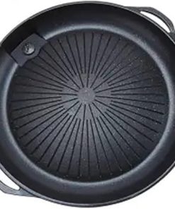 Maifan Stone Smokeless Non-Stick Round Barbecue Plate Cassette Stove Barbecue Plate Household Outdoor(Black)