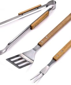 Barbecue Accessories Stainless Steel Grill Tool Set 3 Piece Set Spatula, Pliers, Fork Perfect for Men Outdoor Barbecue or Camping, Festival Gift,3pcs (3pcs)