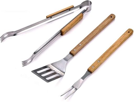 Barbecue Accessories Stainless Steel Grill Tool Set 3 Piece Set Spatula, Pliers, Fork Perfect for Men Outdoor Barbecue or Camping, Festival Gift,3pcs (3pcs)