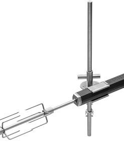 Breeo Rotisserie System - Rotisserie Grill Kit for Chicken, Turkey, BBQ, Kabobs - Live Fire Cooking Accessories - Includes Prongs, Battery Pack, Motor, AC Adapter, & Cable (with Outpost Rod)