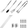 Barbecue Tools 18pcs Stainless Steel BBQ Grill Set Barbecue Utensil Accessories Kit for Outdoor with Storage Bag for Camping Family Picnic Party Father's Day