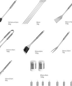 20-Piece Stainless Steel BBQ Tool Set, Heavy Duty Grilling Accessories Kit with Storage Case, for Outdoor Cooking, Camping, Barbecue & Kitchen 2