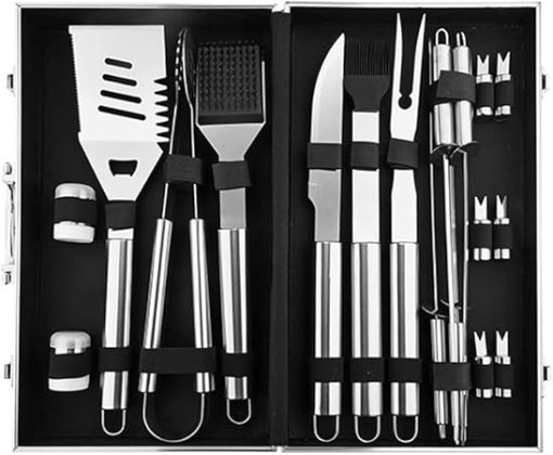 BBQ Tool Set, Aluminum Box Stainless Steel Grill Set, Portable Case，18-Piece
