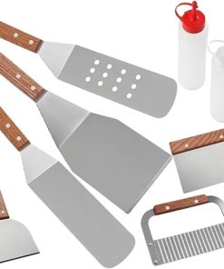 BBQ Utensil Set 8pc Grilling Tool Kit Stainless Steel Spatula Grill Accessory for Outdoor Camping and Picnic