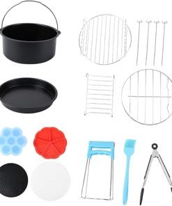 KICHOUSE 12pcs Air Fryer Accessory Set 8in Bbq Basket Accessory Kit Replacement Parts Versatile Cooking Tools