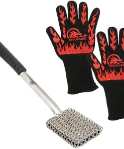 BBQ Dragon Ultimate Grill Accessories Set Extreme Heat Resistant BBQ Gloves with Chainmail Grill Brush and Scraper