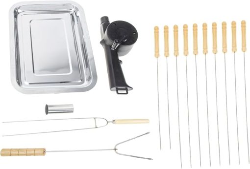 Yardwe 1set Stainless Steel Accessories Portable Grilling Tools Professional Forks Sticks Outdoor Barbecue Kit for Camping Picnics and Holidays